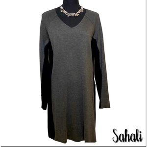 Color-block, V-neck stretch work-wear dress, M, By Sahalie